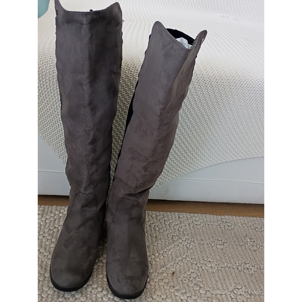 GUESS Womens Grey Black Stretch Over The Knee Flat Boots 8.5M $149 - Picture 4 of 9